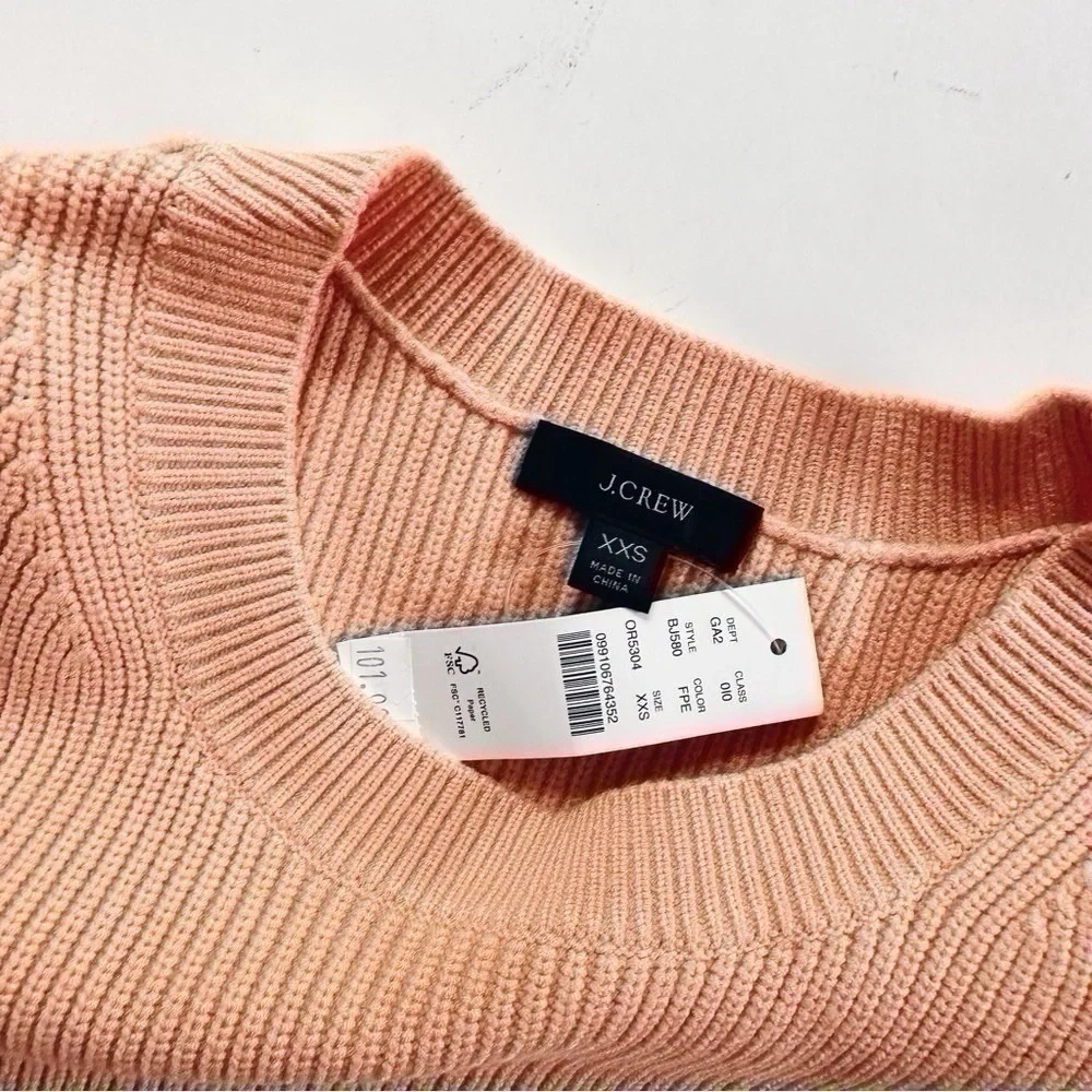NEW J.Crew Women’s Sweater Ribbed Stretch Crewneck Sweater Salmon Color BJ580